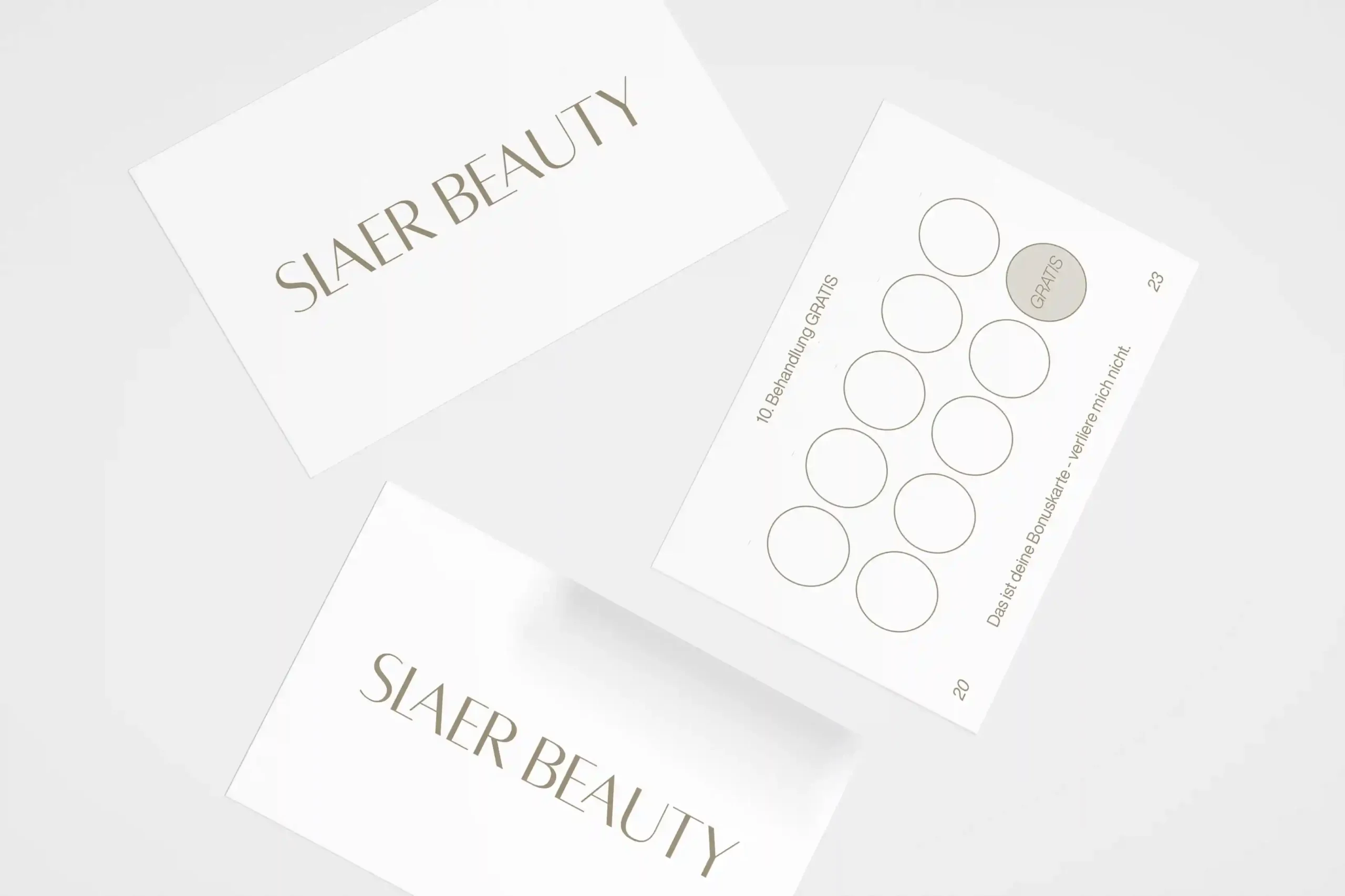 Loyalty- und Terminkarten im minimalistischen Slaer-Beauty Corporate Design.